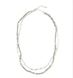 DNSR Layered Beaded Necklace Grey
