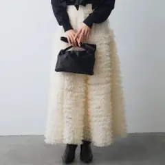 ホイップチュールティアードスカート frene フラーネ同型　アイボリー