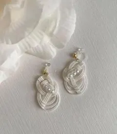 #1615 水引アクセサリー　あわじ結び　ノンホールピアス　イヤリング