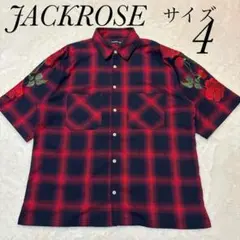 ジャックローズ　JACKROSE オンブレチェックシャツ　サイズ4 薔薇刺繍のサムネイル