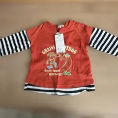 【新品】a.v.v オレンジ ストライプ 袖 Tシャツ 80