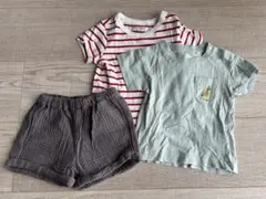 ベビー服セット 赤白ストライプTシャツ