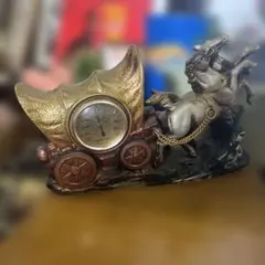 セイコー SEIKO トランジスタ 馬 親子 彫刻 馬車 置時計 クロック 置物