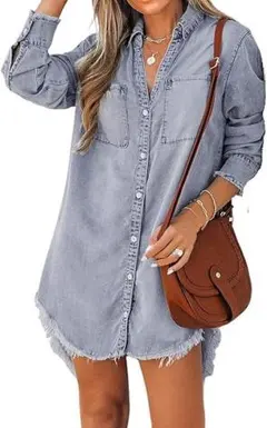 レディース カジュアル デニム シャツ 長袖 XL オーバーサイズ おしゃれ