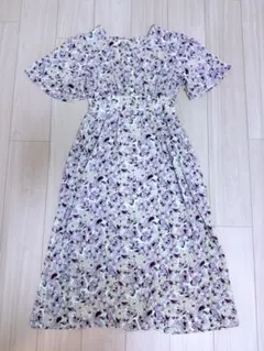 セール⭐️ロペピクニック ワンピース 五分袖 Vネック 花柄 36 ラベンダー