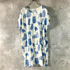 graniph　Ｔシャツ　チュニック　半袖　アイボリー　ブルー　動物のサムネイル