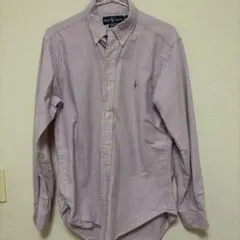 RALPH LAUREN ストライプ柄 長袖シャツ ピンク M