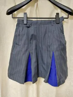 コスプレ 学生服 グレーと青のストライプ プリーツスカート サイズ５