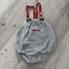 ヴィンテージmikiHOUSE ストライプロンパース だるまオール