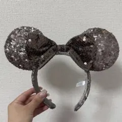 disney ミッキーカチューシャ シルバー スパンコール