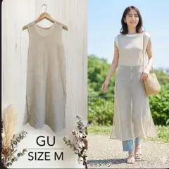 GU ジーユー メッシュワンピース ノースリーブ ベージュ M 重ね着レイヤード