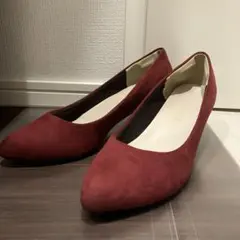 スウェード ワインレッド ボルドー パンプス　25.0