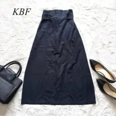 E5【ケービーエフ】ロングスカート　ネイビー　F　綿混合　シンプル　ウエストゴム