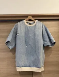 M〜Lサイズ相当 ZARA デニム生地 ダメージTシャツ オーバーサイズ 半袖