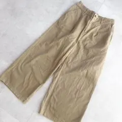 アースミュージック&エコロジー ワイドチノパンツ 綿100% ベージュ L