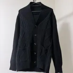 ブラック ケーブル編み カーディガン