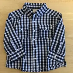 petit main チェック柄長袖シャツ 90