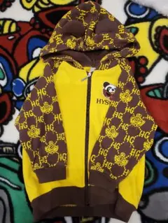 ヒスミニ　大人気の鎖　パンダのラグランパーカー90