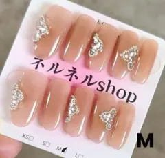 1039:ピンクベージュマグネットエッジストーンデザインシンプル上品☆Mサイズ