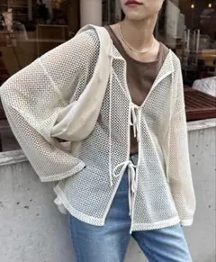 CIAOPANIC TYPY 2WAYコットンメッシュ編みリボンカーディガンのサムネイル
