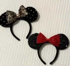 ディズニーカチューシャ 2個セット ミニー スパンコール 美品