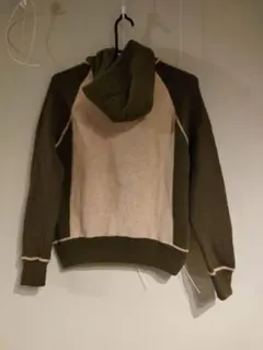 COMME CA ISM Mウール100 パーカー オリーブグリーン/ベージュ