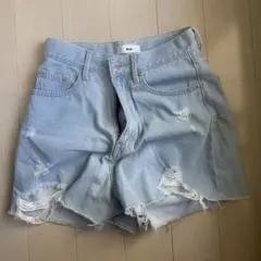 WEGO ライトブルー ダメージショートパンツ S