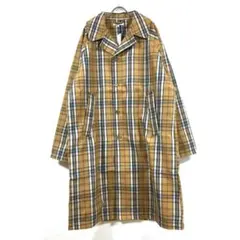 新品 チェック ロング丈 ビッグ チャスター コート メンズ ブラウン L