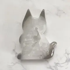ジオードアゲートの猫の置物（シャム猫）