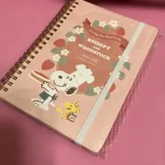 スヌーピー＆ウッドストック　バンド付き　B6ノートB いちご