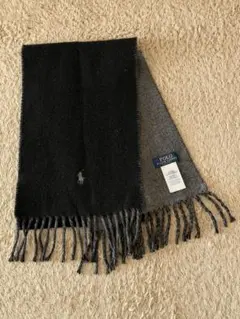 ポロラルフローレン マフラー リバーシブル 黒×グレー