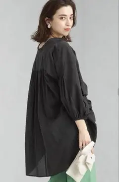 グリーンレーベルリラクシング　コットンボイル ボリューム スリーブ ブラウス