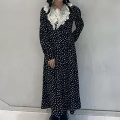 ジュエティ Wednesday ワンピース M ブラック レースカラー ロング