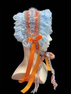 Yarn Headpiece – Ice Blue × Orange Line
