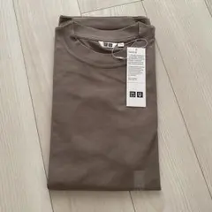 新品タグ付き ユニクロ エアリズムコットンオーバーサイズTシャツ ブラウン L