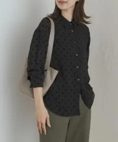 新品◆DOORS◆フロッキードットシャツ《BLACK》アーバンリサーチ
