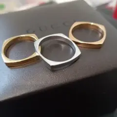 ◆美品★GUCCI トリプルヘキサゴン3連リング サイズItaly19日本 18 新品仕上 グッチ GUCCI 3連 ヘキサゴン トリプル リング 指輪