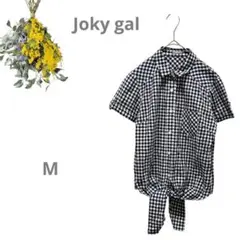 Osa様専用【Joky gal】ギンガムチェック 半袖シャツ 綿 M ネイビーのサムネイル