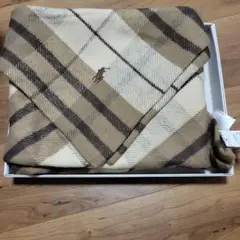 Ralph Lauren 茶チェック柄 綿ブランケット