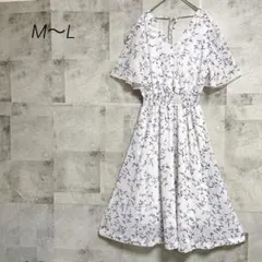 花柄ワンピース【M〜L】五分袖 マキシ丈 花柄 総柄 リゾート 骨格ウェーブ