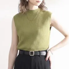 classicalelfノースリーブ ハイネックリブニット