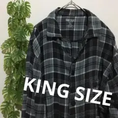 KING SIZE ブラック グレー チェック ネルシャツ L