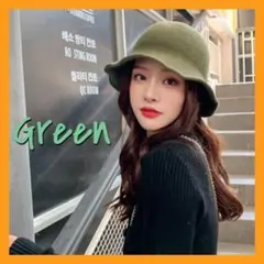 ★SALE★ ソフトニットハット バケットハット バケハ 帽子 秋冬春 グリーン