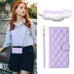 【iPhone17対応】 キルティング レザー ストラップ スマホケース1823