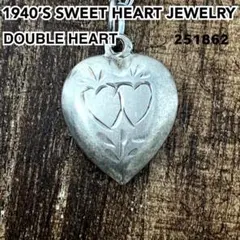 スウィートハートジュエリー ダブルハート シルバーヴィンテージネックレスNAVY
