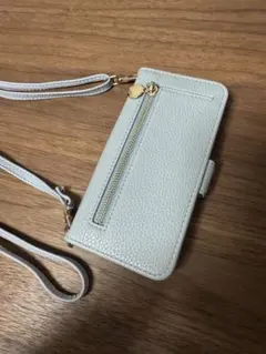 水色 手帳型ケース ショルダーストラップ付き