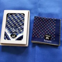 Burberrys ネイビー ドット柄 ハンカチセット