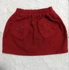 赤い ハート型 ポケットつき スカート 100cm