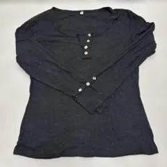 ダークグレー 長袖Tシャツ 【Mサイズ】袖ボタン