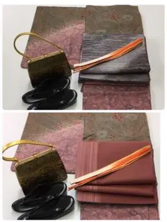 【き2-37】◆正絹◆ぼかし柄がお洒落な訪問着＋リバーシブルの袋帯　5点セット